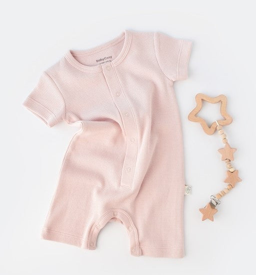 Salopeta cu pantaloni scurti - 100% bumbac organic - Roz, BabyCosy