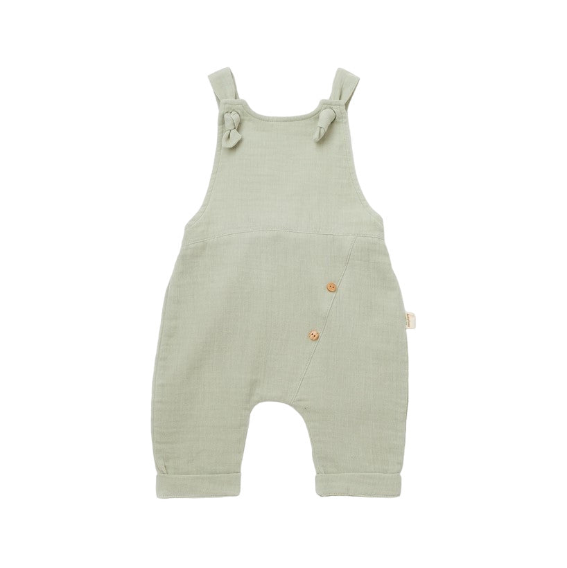 Salopeta de vara cu pantaloni lungi din muselina, BabyCosy, 100% bumbac organic, verde