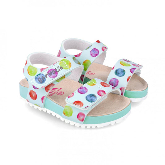 Sandale din piele pentru copii Baloane colorate, Garvalin, sky