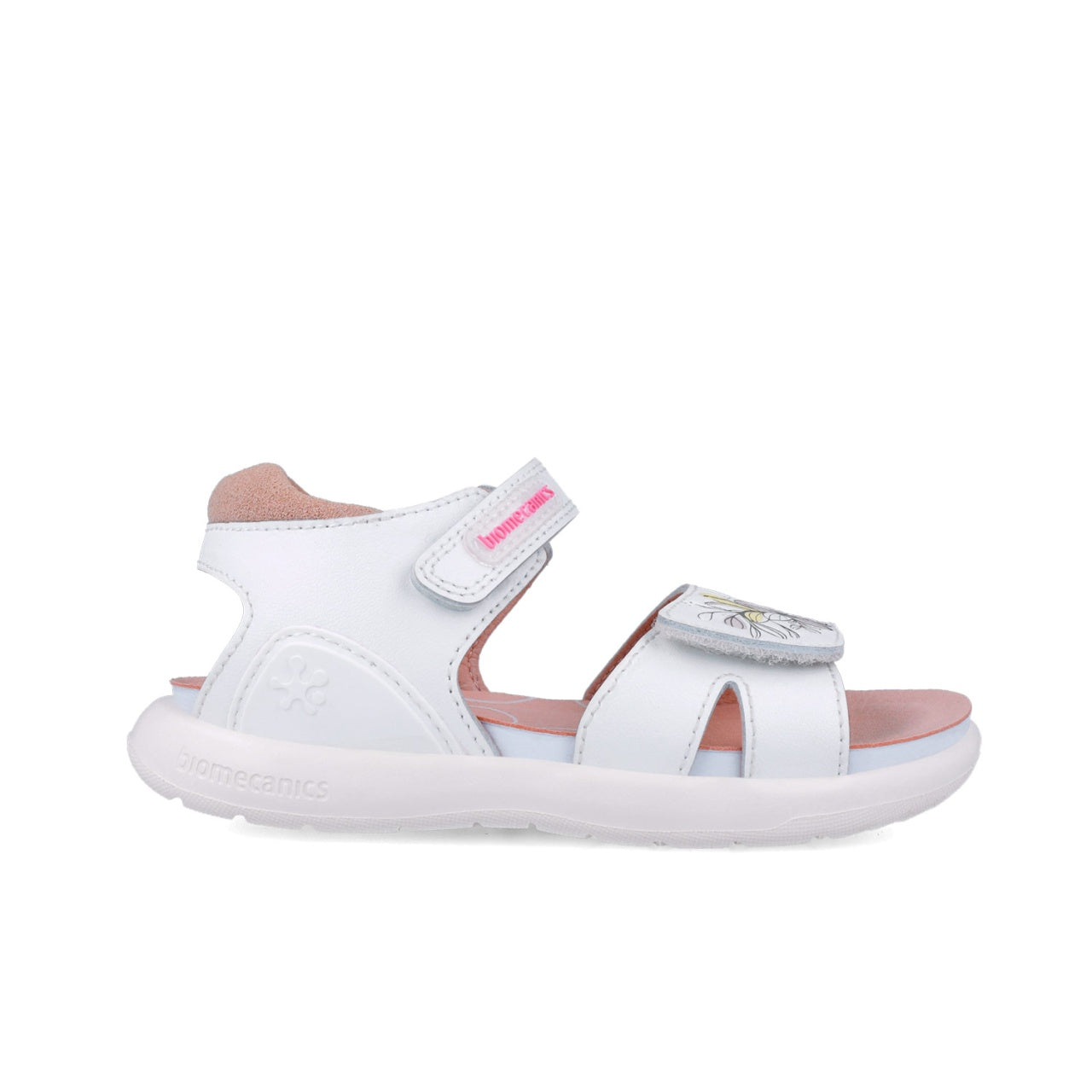 Sandale din piele pentru copii Floricele, Biomecanics, 252233, alb