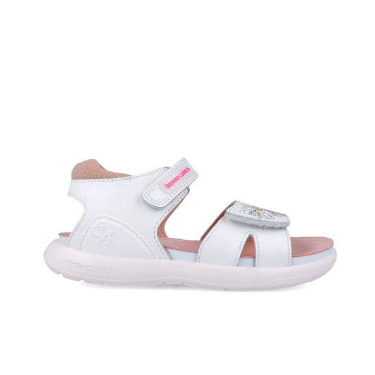 Sandale din piele pentru copii Floricele, Biomecanics, 252233, alb