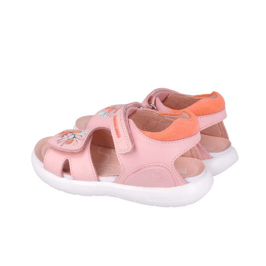 Sandale din piele pentru copii Floricele, Biomecanics, 252233, roz