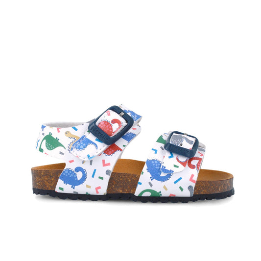 Sandale pentru copii cu dinozauri Garvalin, 252472, albi