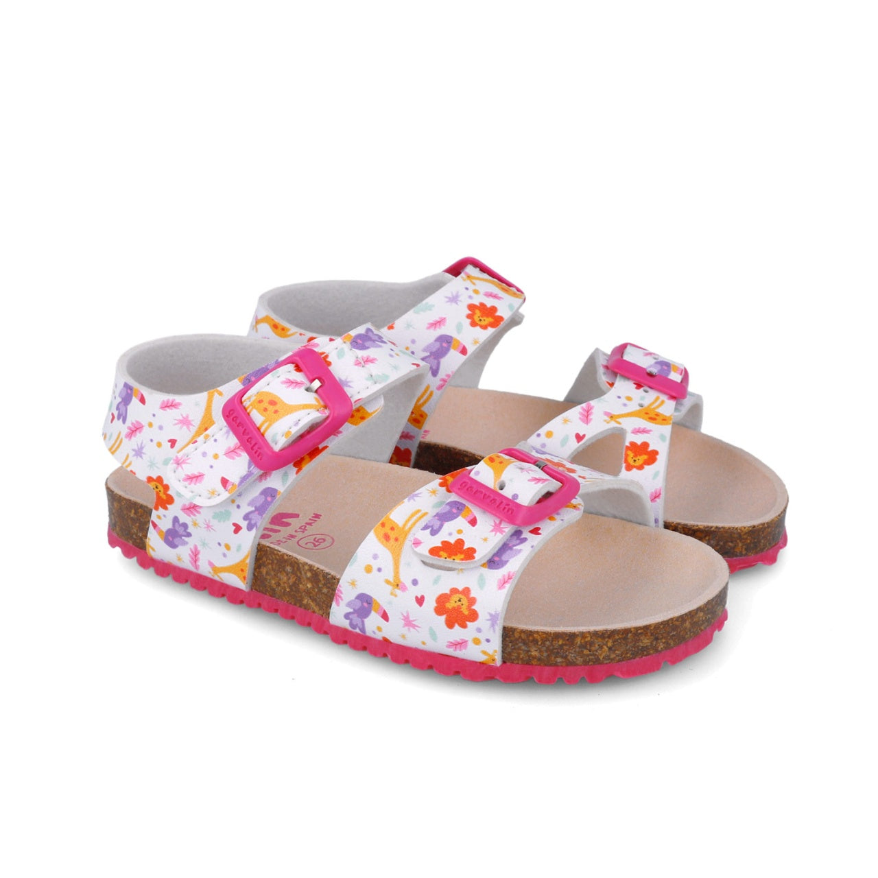 Sandale pentru copii cu floricele Garvalin, 252465, albi