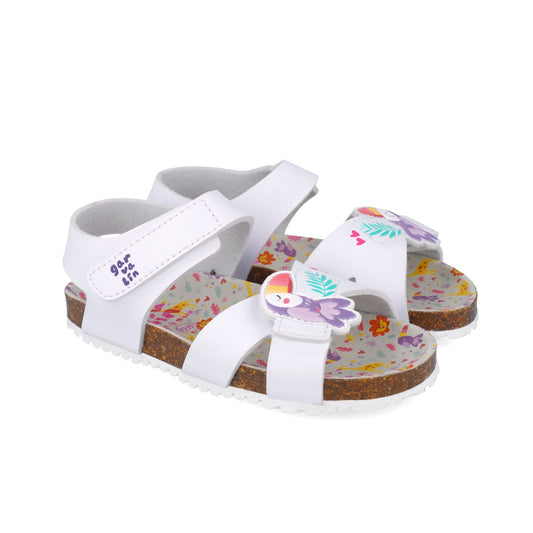 Sandale pentru copii cu papagal Garvalin, 252464, Alb