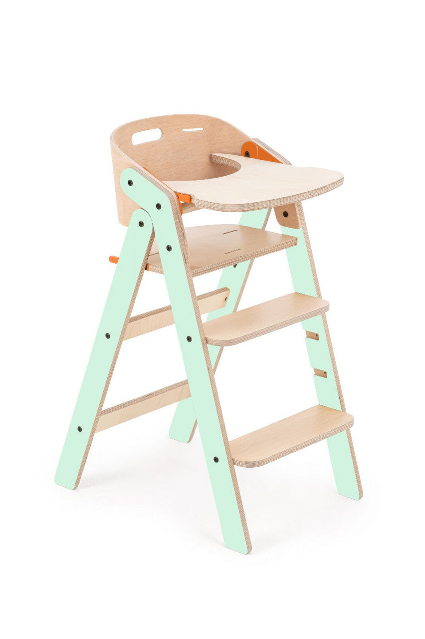 Scaun de masa pliabil din lemn MamaToyz, multifunctional si transformabil cu masuta, 6 luni - adolescent, Verde