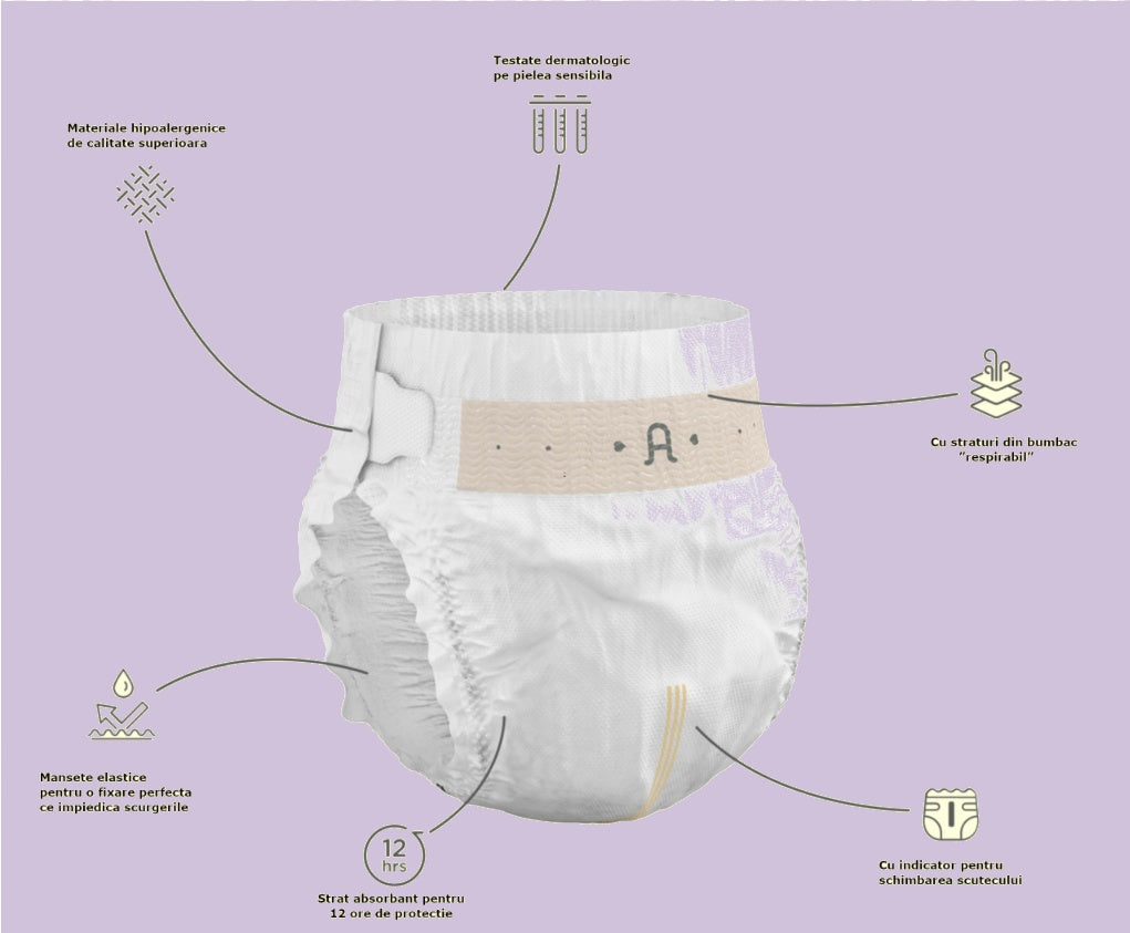 Scutece hipoalergenice Supreme Agnotis, marimea nr. 3, 6-10 kg, 44 bucati