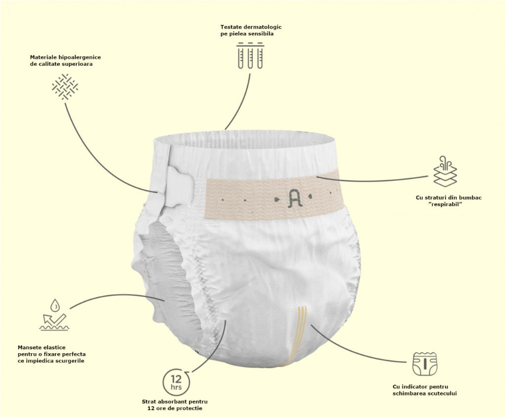 Scutece hipoalergenice Supreme Agnotis, marimea nr. 4, 9-14 kg, 42 bucati