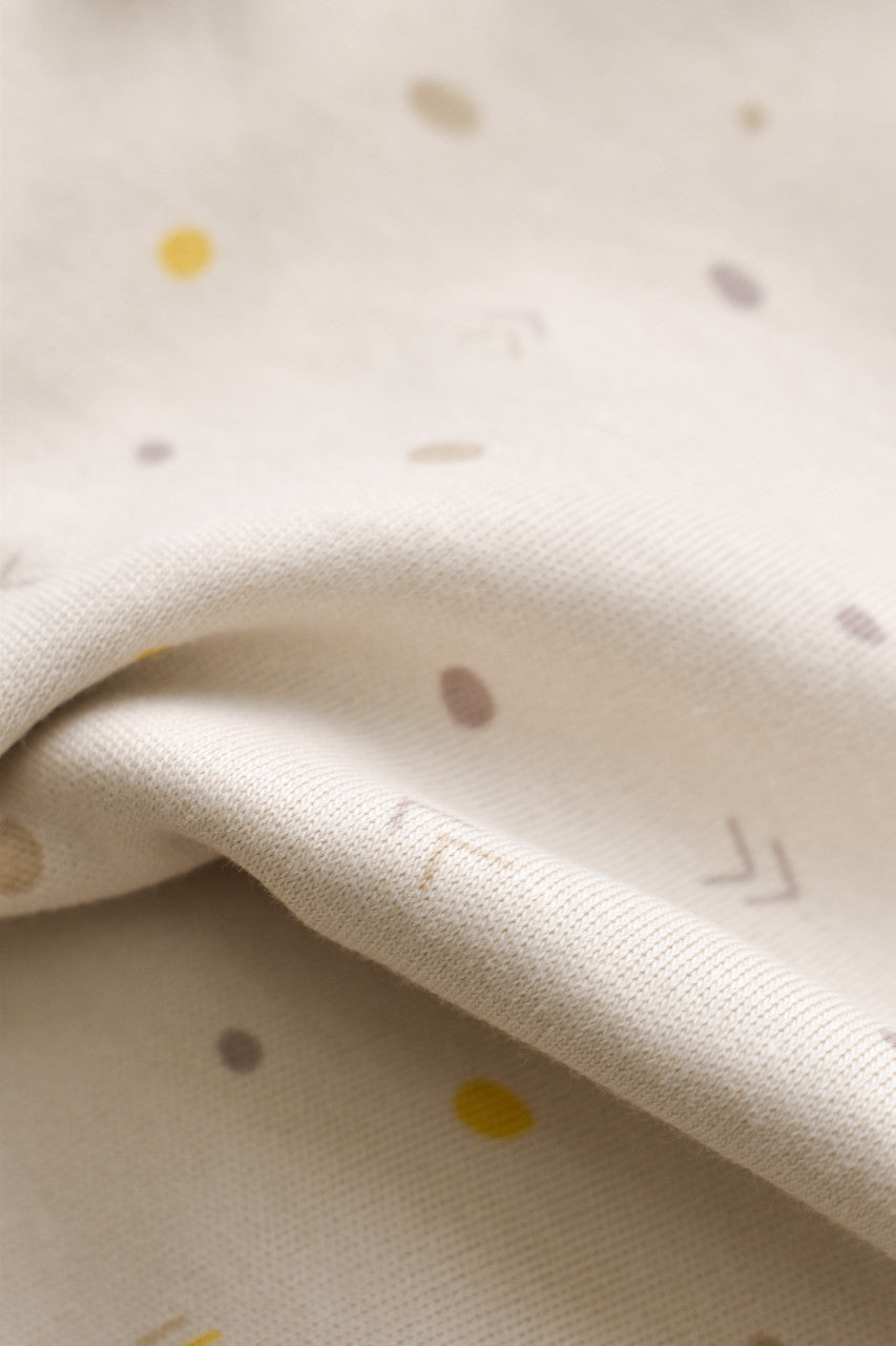 Set 2 body-uri cu maneca lunga petreceute bebe unisex -100% bumbac organic - Crem cu buline, BabyCosy