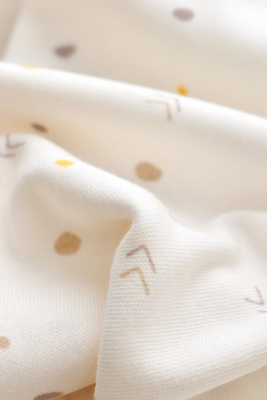 Set 2 body-uri cu maneca lunga petrecute bebe unisex -100% bumbac organic - Ecru cu buline, BabyCosy