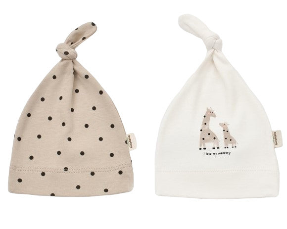 Set 2 caciulite Girafa, BabyCosy, Ecru/Mink