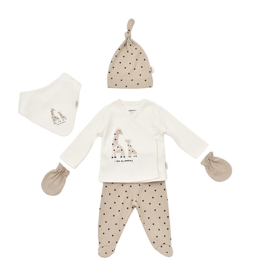 Set 5 piese Girafa, BabyCosy, 100% bumbac organic