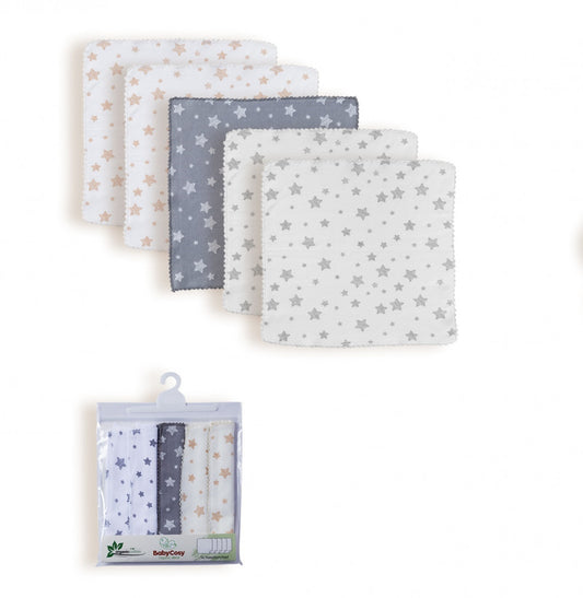 Set 5 prosopele, bumbac organic 100%, 24x24 cm, BabyCosy