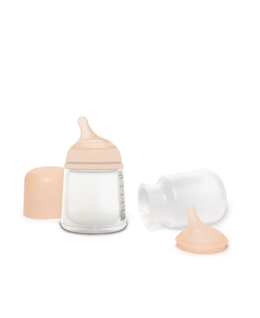 Set biberon anticolici 180 ml + tetină cu debit variabil + săculeț silicon Zero Zero Suavinex