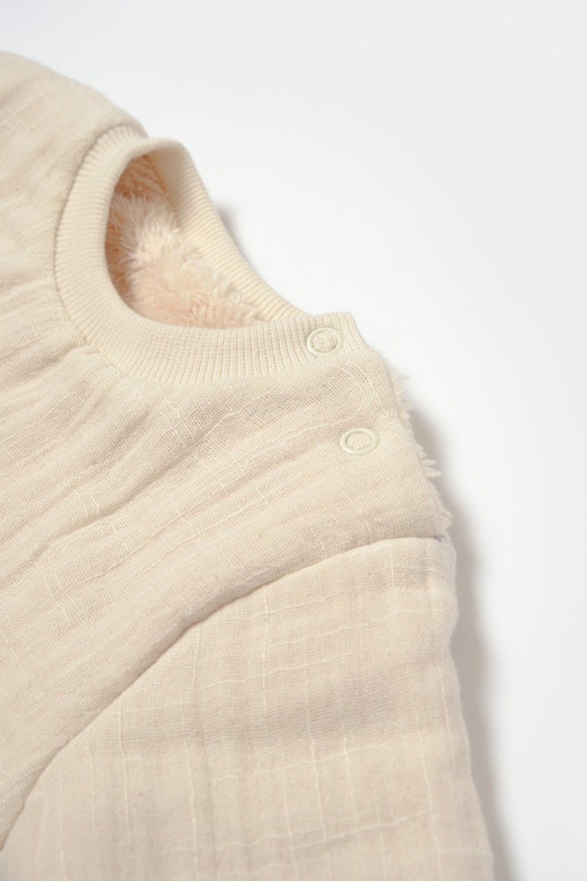 Set bluza dublata si pantaloni Ursulet, Winter muselin - Stone, BabyCosy