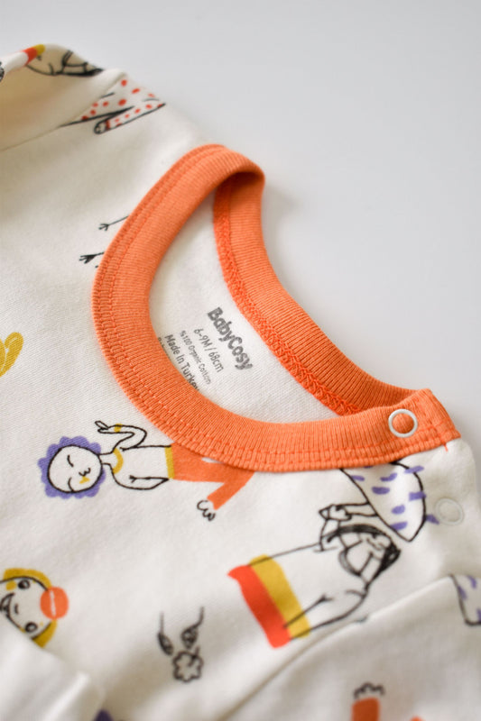 Set bluzita cu maneca lunga si pantaloni lungi, 100% bumbac organic, BabyCosy, Portocaliu