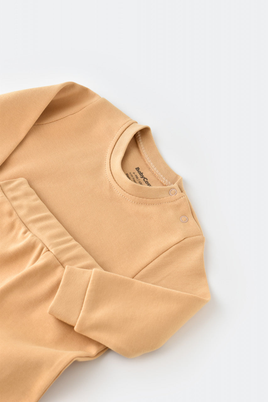 Set bluzita cu maneca lunga si pantaloni lungi - bumbac organic 100% - Mustar, BabyCosy