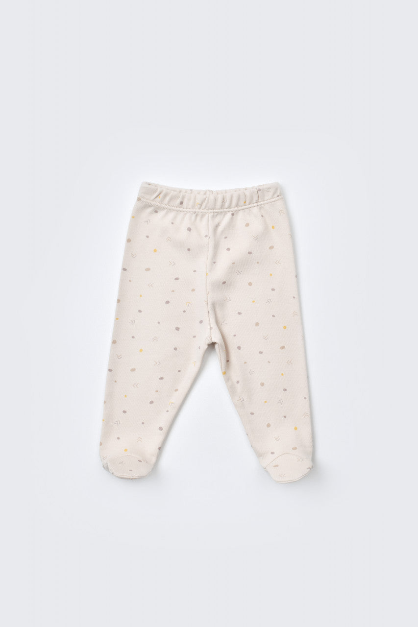 Set de 5 piese pentru nou nascut - 100% bumbac organic - Crem cu buline, BabyCosy