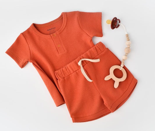 Set tricou cu pantaloni scurti - 100% bumbac organic - Scortisoara, BabyCosy