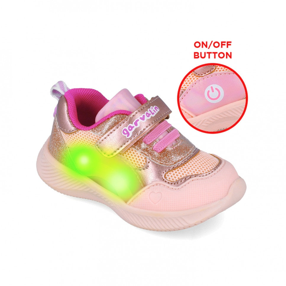 Sneakers cu leduri si curcubeu Garvalin 252801, roz