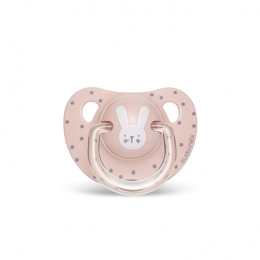 Suzetă anatomică +18 luni, iepuraș roz Hygge Suavinex