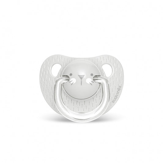 Suzetă anatomică +18 luni, pisică gri Hygge Suavinex