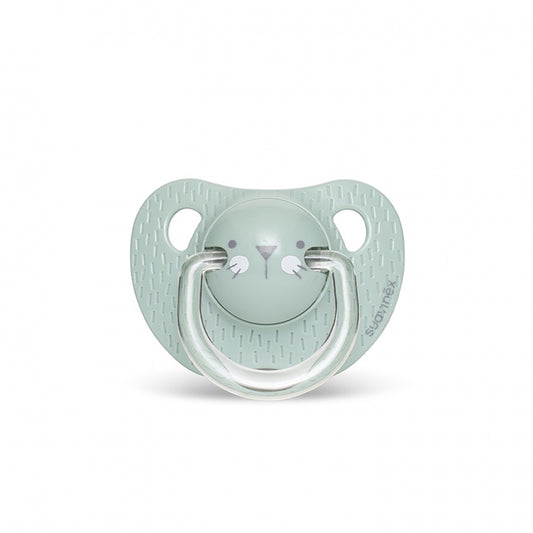 Suzetă anatomică +18 luni, pisică verde Hygge Suavinex