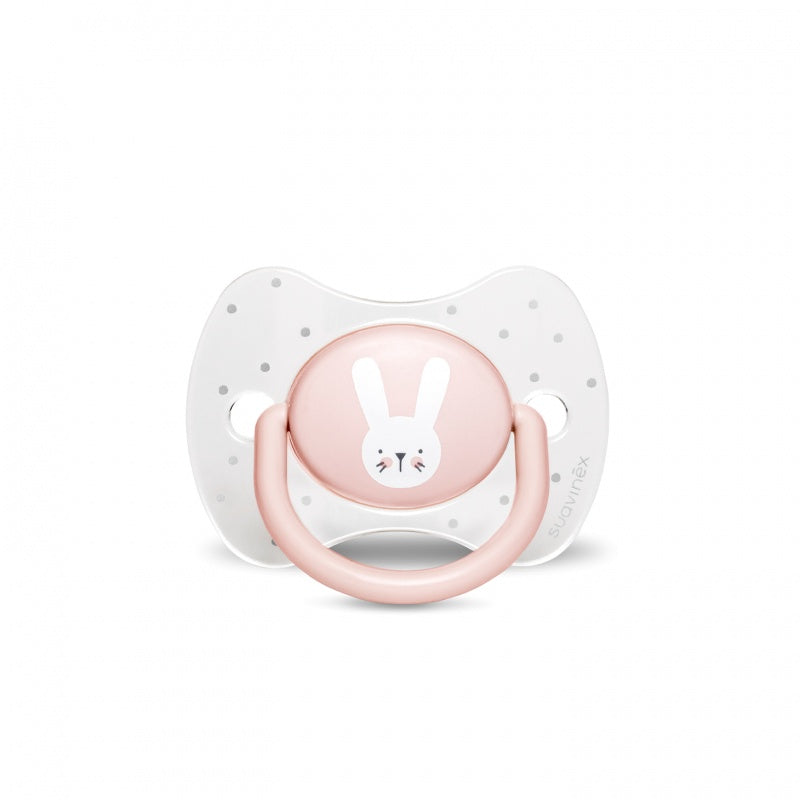 Suzetă fiziologică +18 luni, iepuraș roz Hygge Suavinex