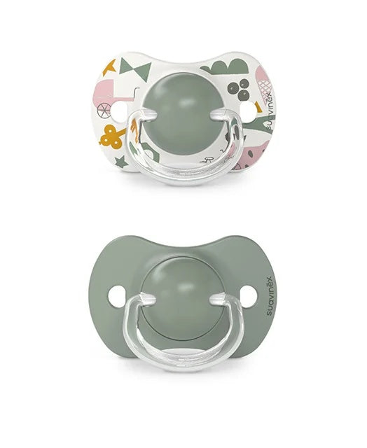 Suzetă fiziologică SX Pro din silicon, 2 buc +18 luni măsliniu A walk in the park