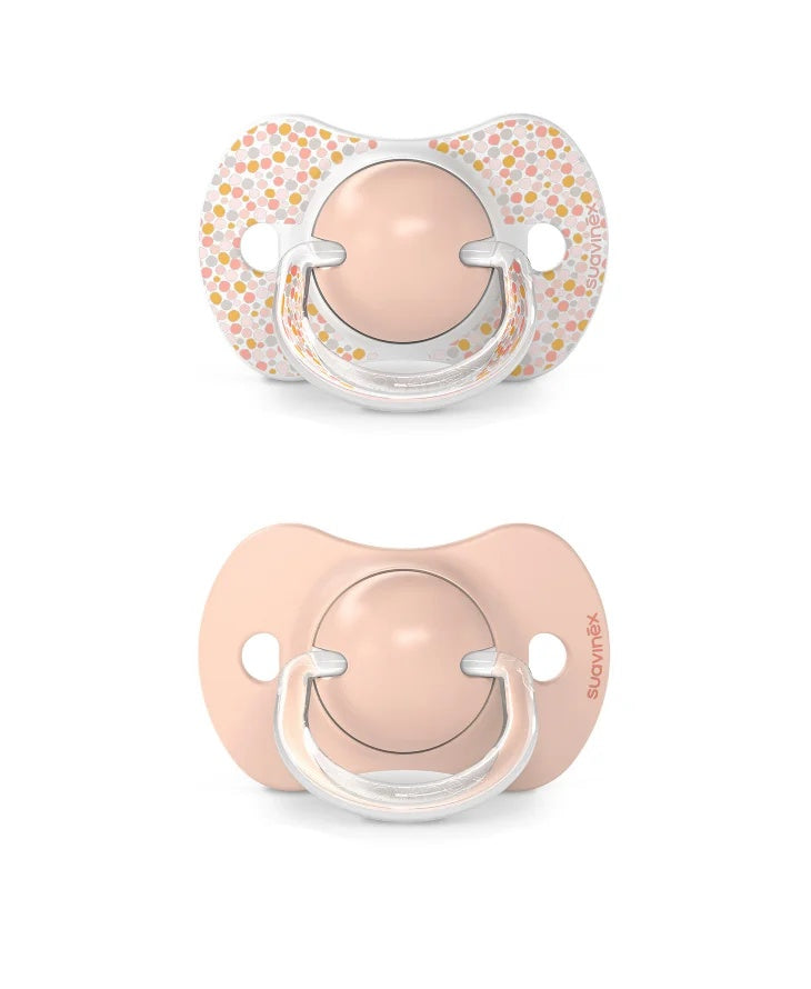 Suzetă fiziologică SX Pro din silicon, 2 buc 6-18 luni piersică Dreams
