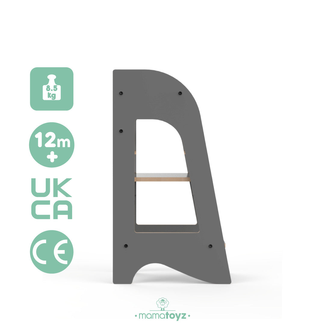 Turn de invatare MamaToyz Learning Tower din MDF, Gri